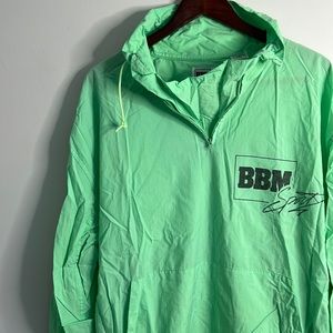 90s Vintage BBM Bugle Boy Men Sport Neon Green Seafoam Windbreaker XL EUC